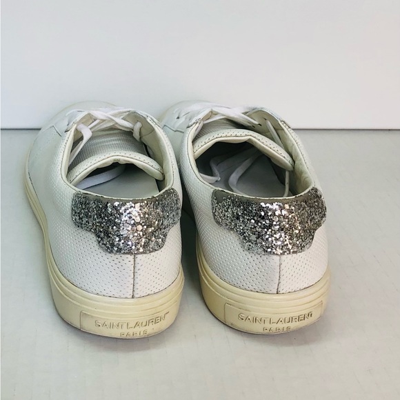 YSL Saint Laurent Andy Low Top Leather Sneakers COA 36.5 IT / 6.5 US Authentic - Picture 8 of 11